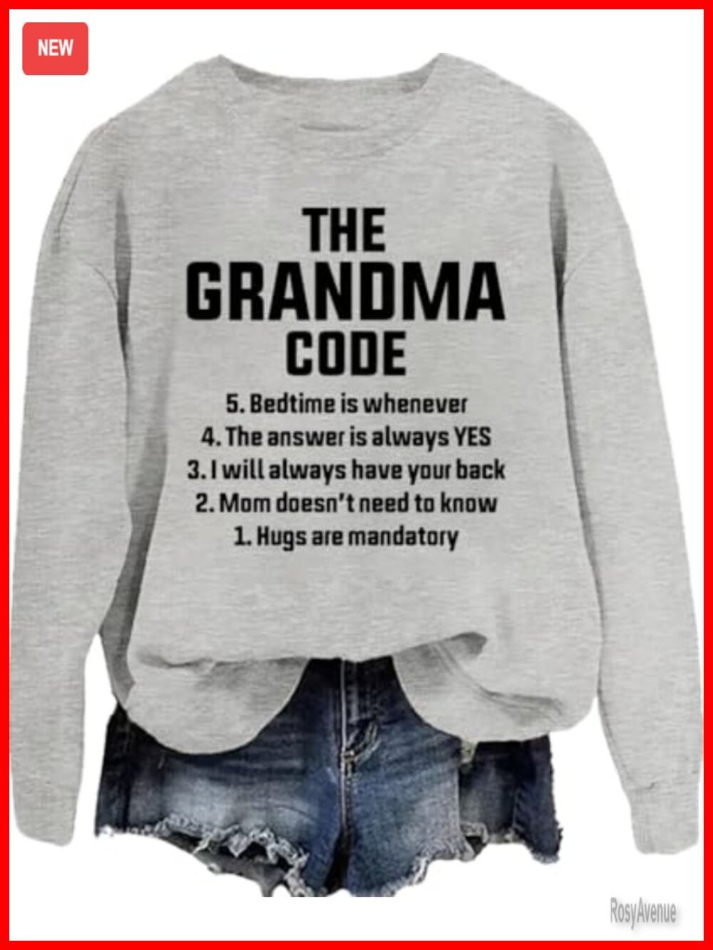 Women's The Grandma Code Sweatshirt Cotton Long Sleeve Pullover Casual Top